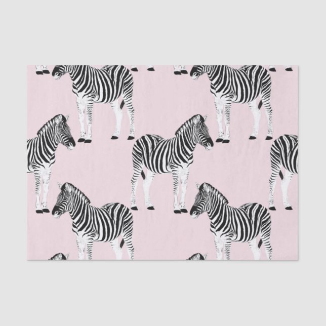 Niedliches Schwarz-weißes Zebra-Pink-Design Seidenpapier (Vorderseite)