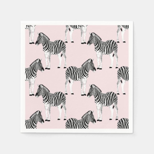 Niedliches Schwarz-weißes Zebra-Pink-Design Serviette (Vorderseite)