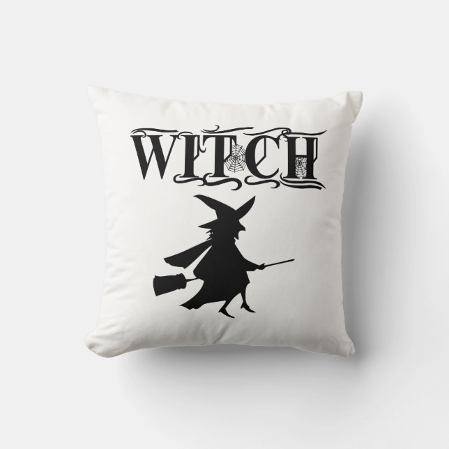 Niedliches Schwarz-Wicked-Flying-Hexe-Halloween Kissen (Vorderseite)
