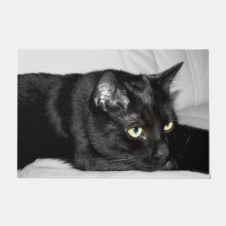 Niedliches schwarze Katzen-Porträt Fußmatte