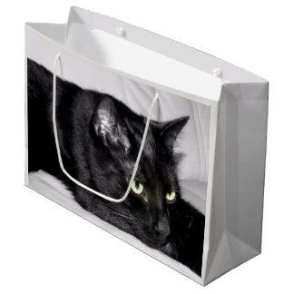 Niedliches schwarze Katzen-Porträt Große Geschenktüte