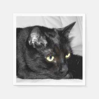 Niedliches schwarze Katzen-Porträt Serviette