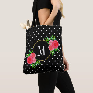 Niedliches Schwarzes Aquarell Rote Blume Dots Mono