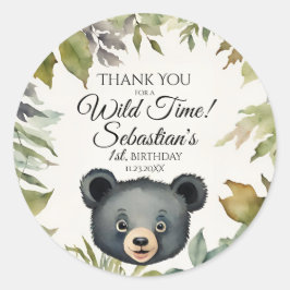 Niedliches Schwarzes Bär Woodland Vielen Dank zum  Runder Aufkleber