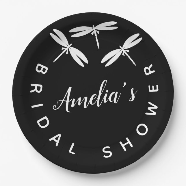 Niedliches schwarzes Brautparty Pappteller (Vorderseite)