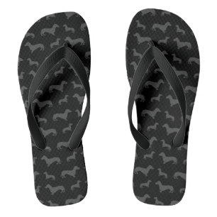 Niedliches schwarzes Dackelmuster Flip Flops