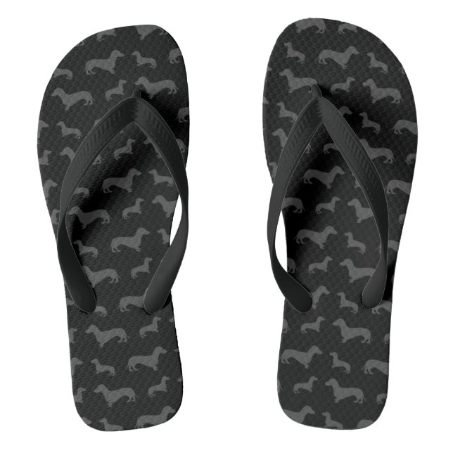 Niedliches schwarzes Dackelmuster Flip Flops (Fußbett)