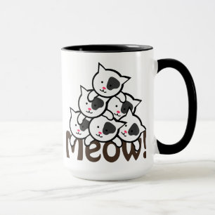 Niedliches Schwarzes der Katzen-(Meow) Tasse