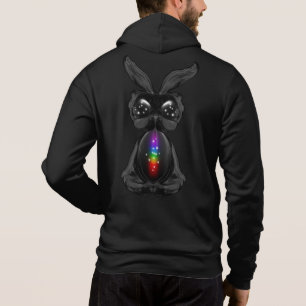 Niedliches Schwarzes Kaninchen mit Chakra-Rainbow- Hoodie