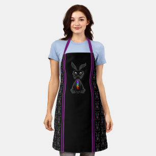 Niedliches Schwarzes Kaninchen mit Chakra-Rainbow- Schürze