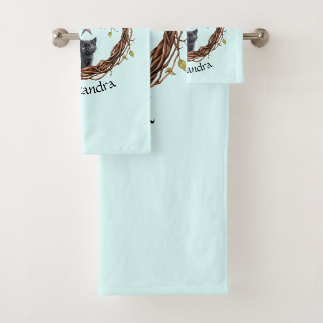 Niedliches Schwarzes Kätzchen beim Stern Badhandtuch Set (Insitu)