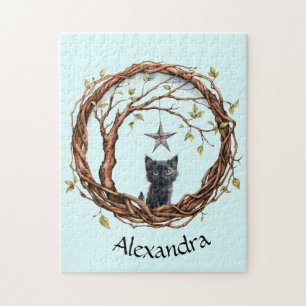 Niedliches Schwarzes Kätzchen beim Stern Puzzle