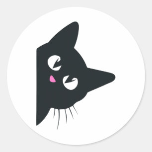Niedliches Schwarzes Katzen Halloween Kostüm Kitte Runder Aufkleber