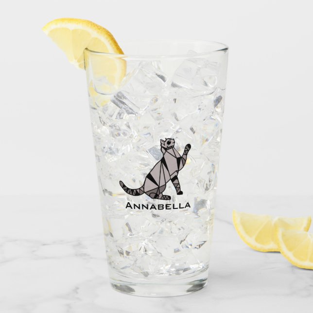 Niedliches Schwarzes Katzen hinzufügen Name Glas (Vorderseite Ice)