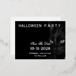 Niedliches Schwarzes Katzenaugen Save the Date Par Folien Feiertagspostkarte