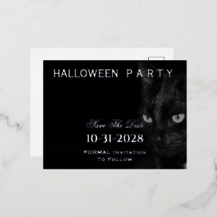 Niedliches Schwarzes Katzenaugen Save the Date Par Folien Feiertagspostkarte