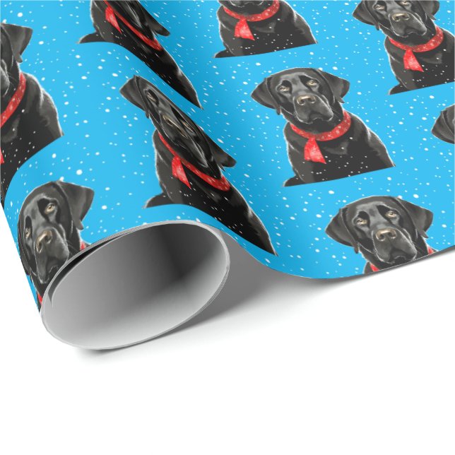 Niedliches schwarzes Labor Labrador Retriever Weih Geschenkpapier (Rolleneckpunkt)