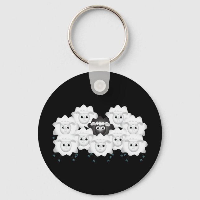 Niedliches Schwarzes Schaf Schlüsselanhänger (Vorderseite)