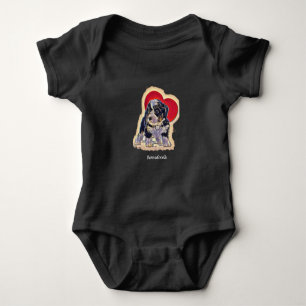 Niedliches Schwarzes Tan PopArt Bernedoodle Digita Baby Strampler