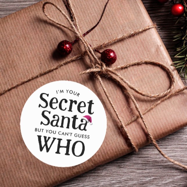 Niedliches Schwarzes Weiß Geheimnis Weihnachtsmann Runder Aufkleber (Von Creator hochgeladen)