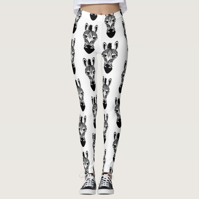 Niedliches Schwarzweißzebramuster Leggings (Vorderseite)