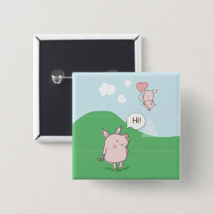 Niedliches Schwebschwein-Sprichwort Hi Button