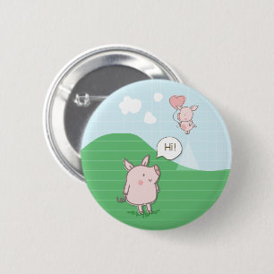Niedliches Schwebschwein-Sprichwort Hi Button