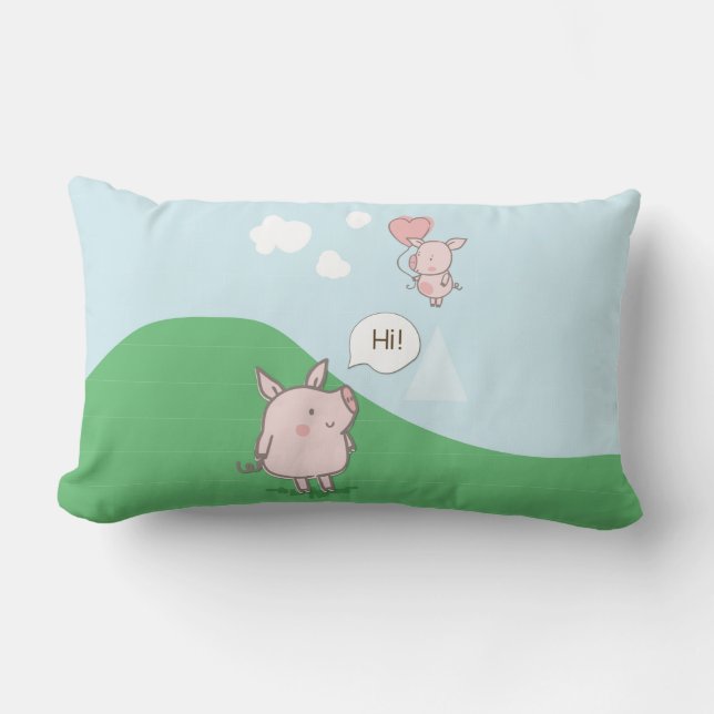 Niedliches Schwebschwein-Sprichwort Hi Lendenkissen (Vorderseite)