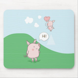 Niedliches Schwebschwein-Sprichwort Hi Mousepad