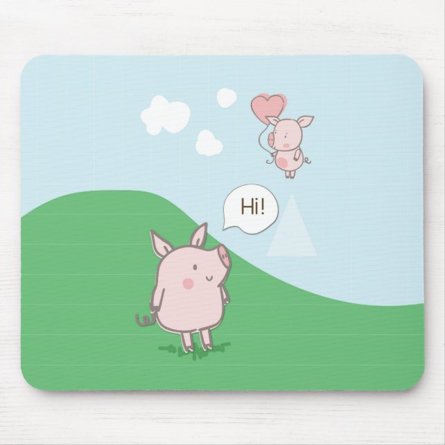 Niedliches Schwebschwein-Sprichwort Hi Mousepad (Vorne)