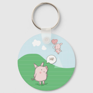 Niedliches Schwebschwein-Sprichwort Hi Schlüsselanhänger