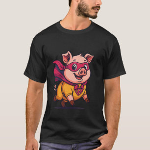 Niedliches Schwein als Superheld verkleidet, Schwe T-Shirt