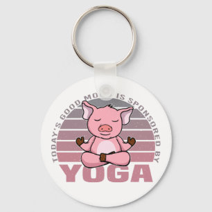 Niedliches Schwein beim Yoga. lustige Yoga-Posen Schlüsselanhänger