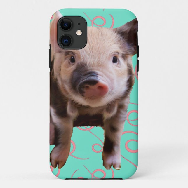 Niedliches Schwein-- blauer u. rosa Wirbel Case-Mate iPhone Hülle (Rückseite)