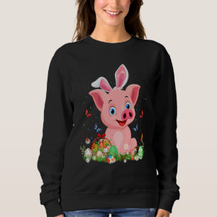 Niedliches Schwein Bunny Egg Jagen farbenfrohe Eie Sweatshirt