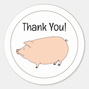 Niedliches Schwein Danke Labels Runder Aufkleber