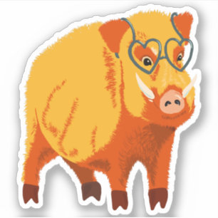Niedliches Schwein - Gänsehaut mit Brille Aufkleber