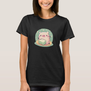 Niedliches Schwein genießt Tofu Adorable Animal Li T-Shirt