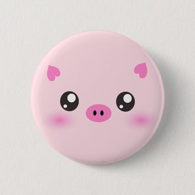 Niedliches Schwein-Gesicht - kawaii Minimalismus Button (Vorderseite)