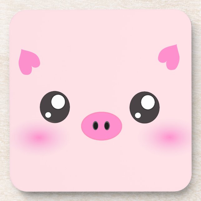 Niedliches Schwein-Gesicht - kawaii Minimalismus Getränkeuntersetzer (Vorderseite)
