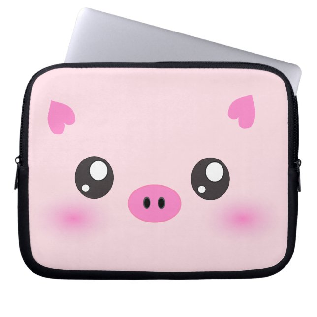 Niedliches Schwein-Gesicht - kawaii Minimalismus Laptopschutzhülle (Vorderseite)