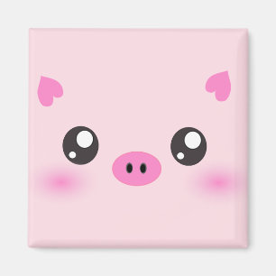 Niedliches Schwein-Gesicht - kawaii Minimalismus Magnet