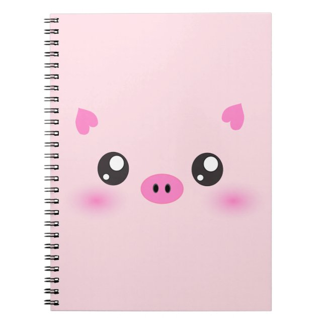 Niedliches Schwein-Gesicht - kawaii Minimalismus Notizblock (Vorderseite)