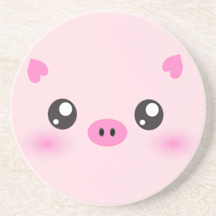 Niedliches Schwein-Gesicht - kawaii Minimalismus Sandstein Untersetzer