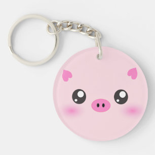 Niedliches Schwein-Gesicht - kawaii Minimalismus Schlüsselanhänger