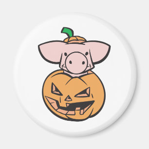 niedliches Schwein im Jack-o-Laternen-Kürbis Magnet