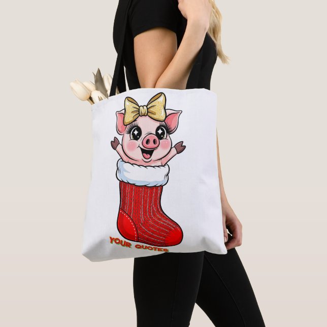 Niedliches Schwein im Weihnachtsstrumpf (Von Nahem)