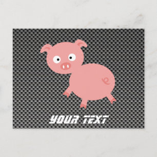 Niedliches Schwein; Imitate Kohlenstofffaser Postkarte