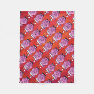 Niedliches Schwein in Weihnachtsmannmütze auf Rot Fleecedecke