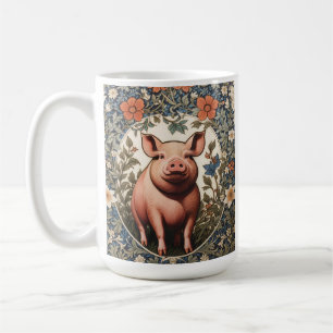 Niedliches Schwein, inspiriert von William Morris Kaffeetasse